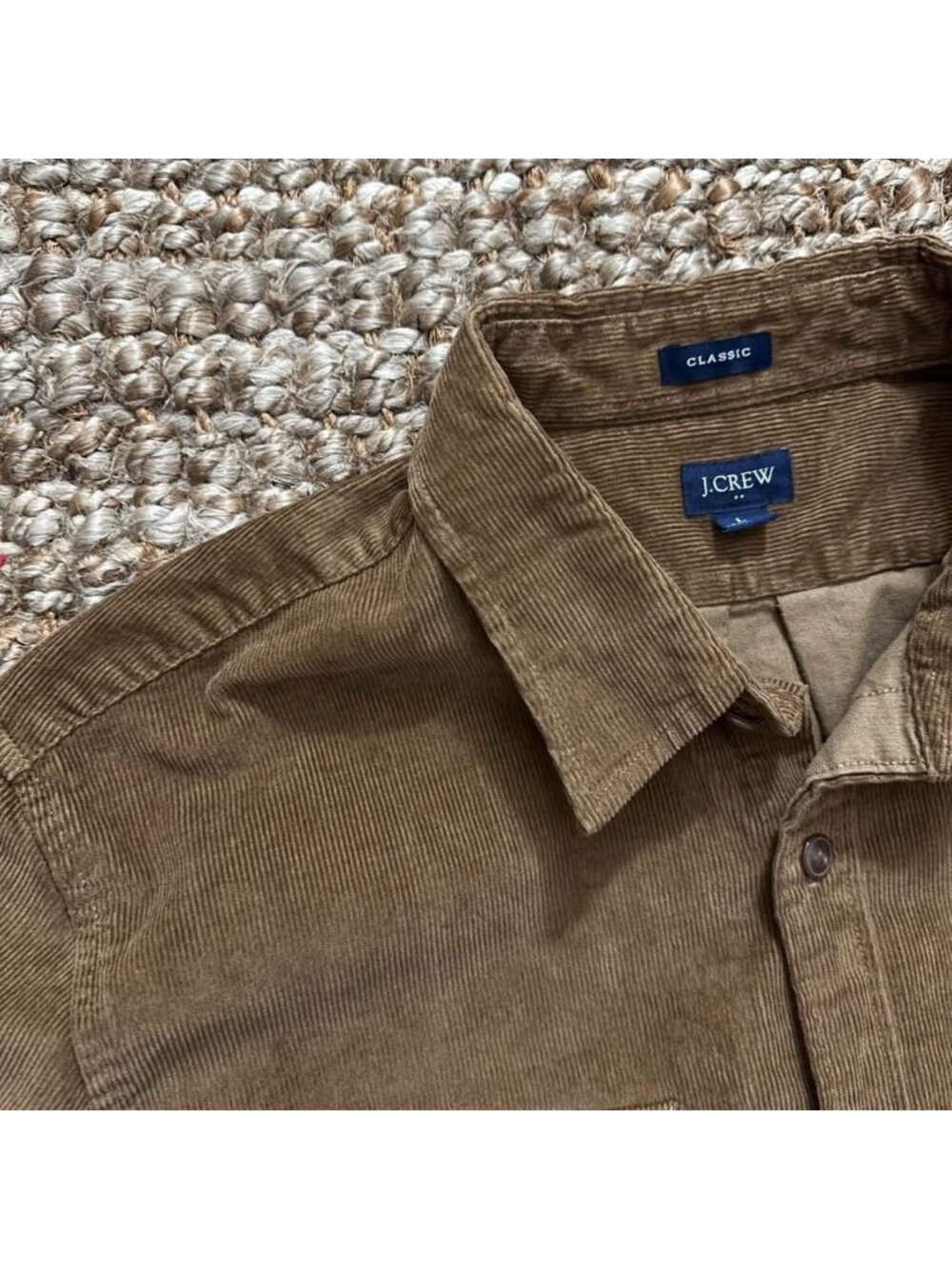 J.Crew Classic Mens Long Sleeve Corduroy Button Down Shirt Tan Brown Medium